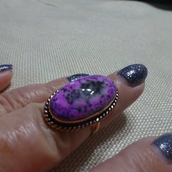 Gorgeous "DENDRITE OPAL" Handmade Copper Ring Size 7 #417B - Picture 1 of 3